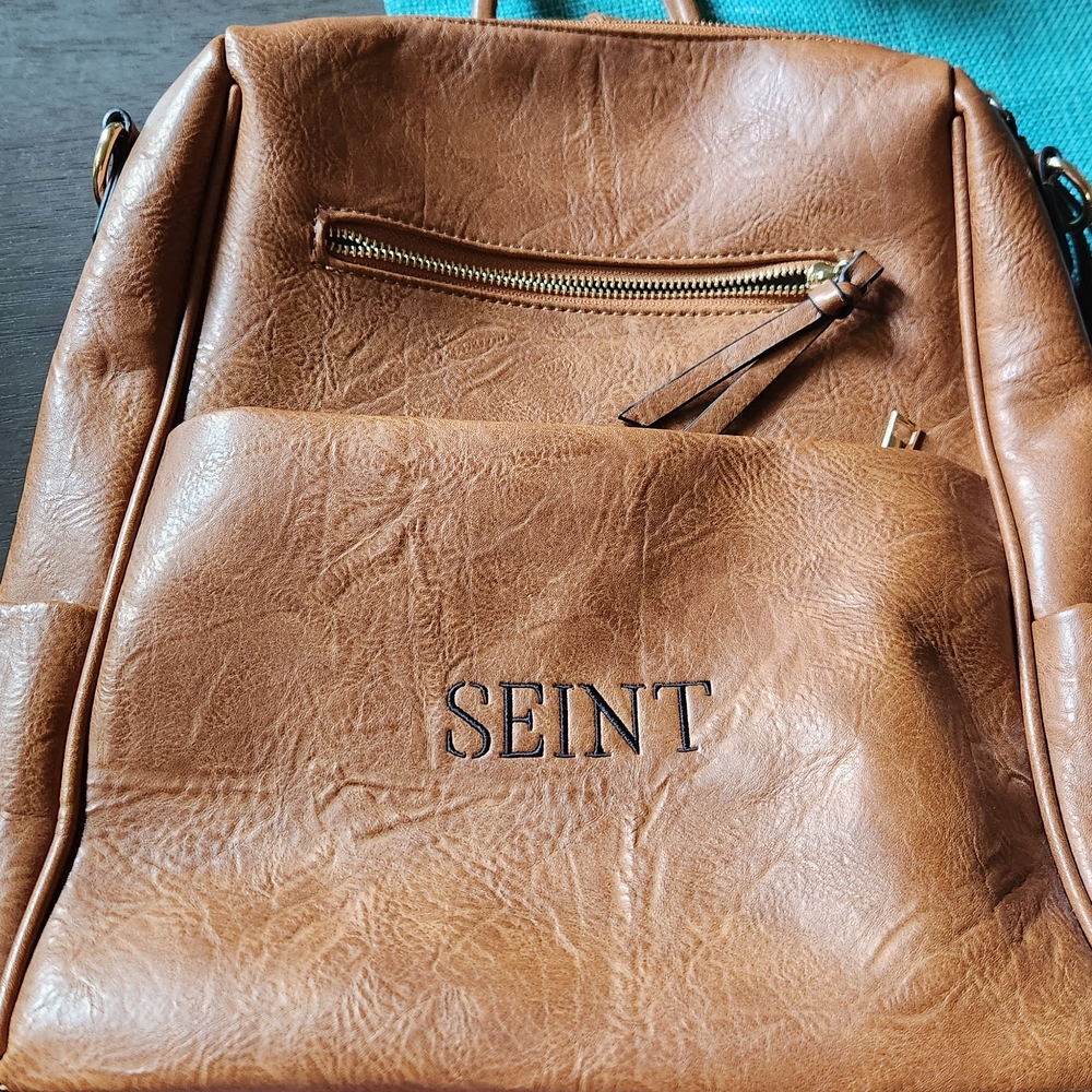 SEINT Brown Leather Backpack